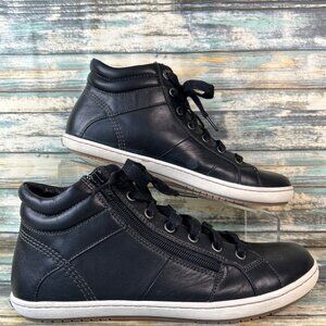 Taos Union High Top Sneaker Shoes Womens 9.5 Black Leather Walking Casual Ladies